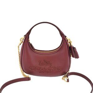 Coach CCE60 Carmen Mini Crossbody Beaded Graphic Top Handle Handbag Dark Wine